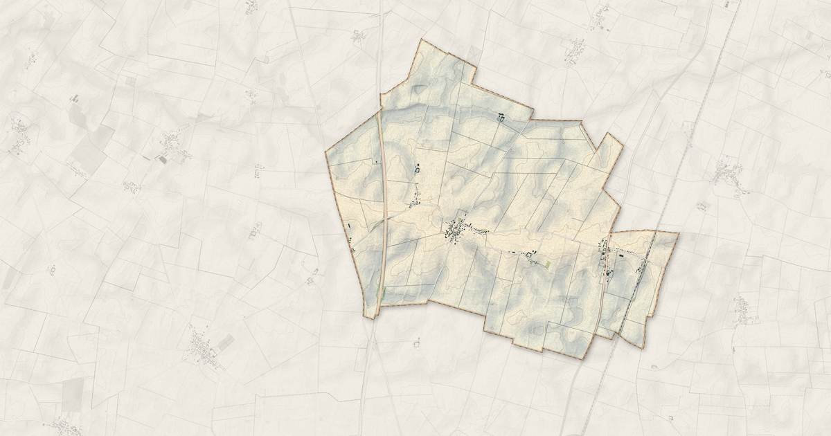 Portrait cartographique de Santilly : relief, eau, forêts, bâti et voies, calculés à partir des données de l'IGN