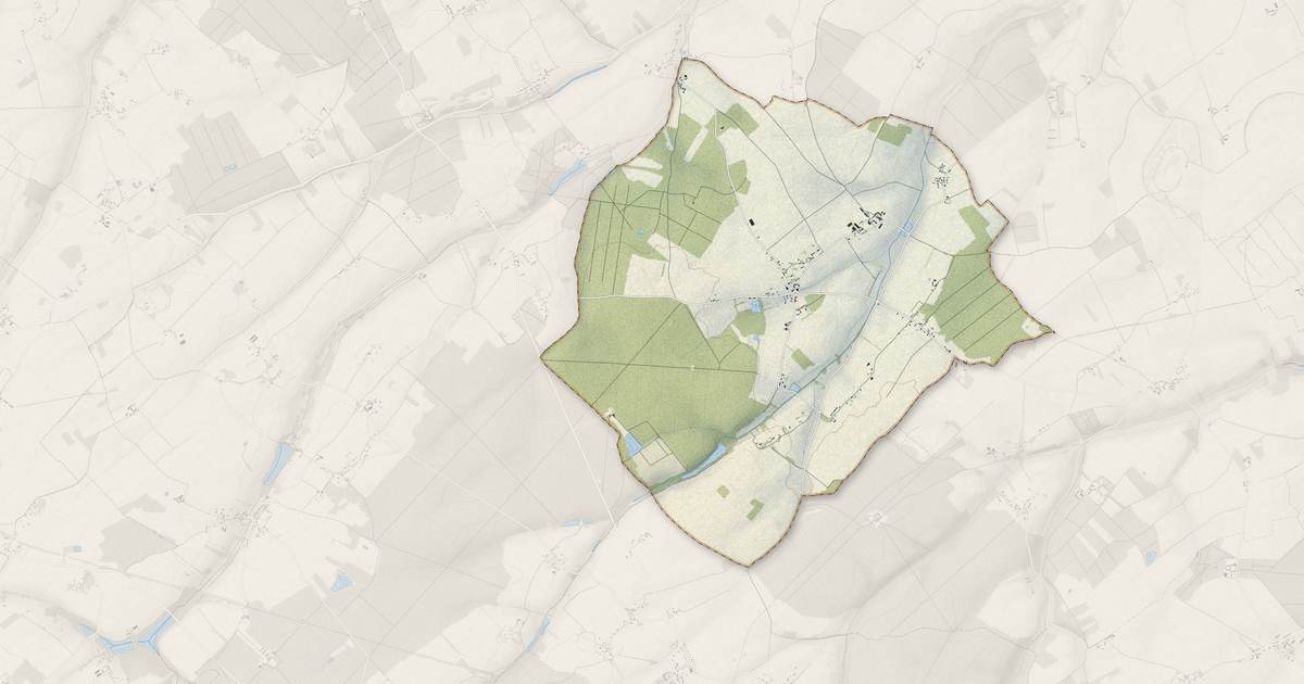 Portrait cartographique de La Saucelle : relief, eau, forêts, bâti et voies, calculés à partir des données de l'IGN