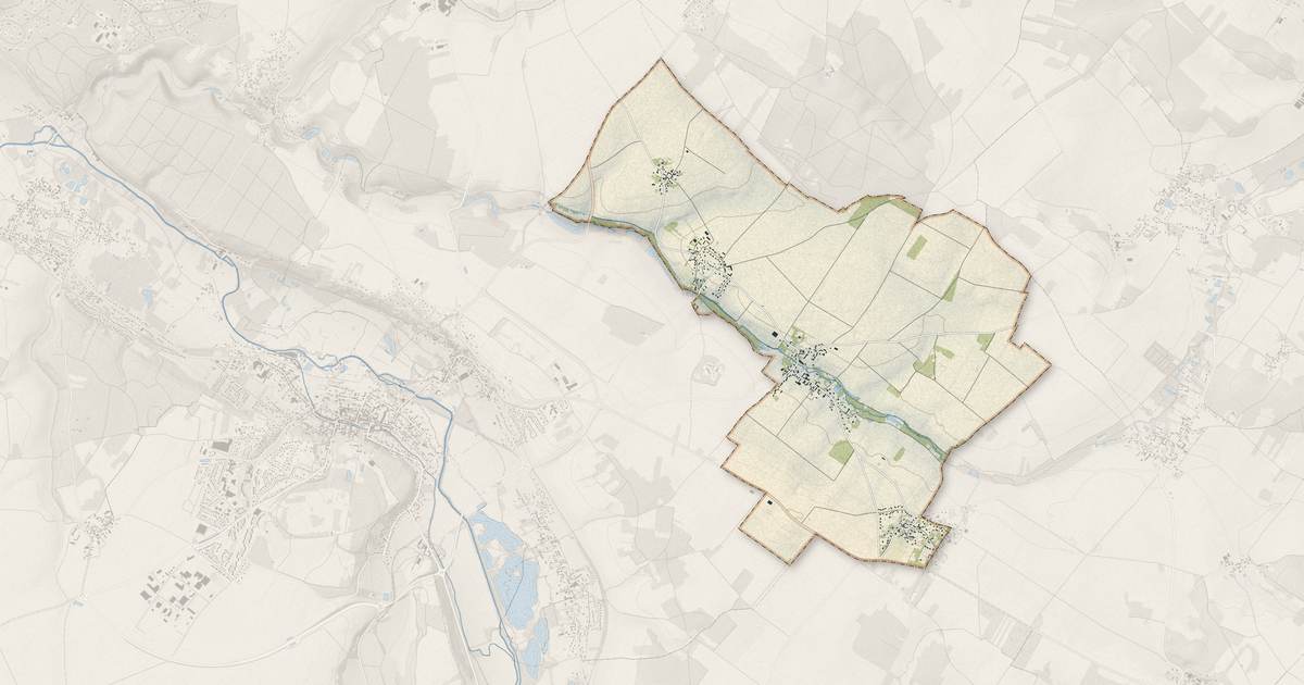 Portrait cartographique de Senantes : relief, eau, forêts, bâti et voies, calculés à partir des données de l'IGN