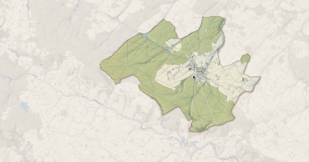Portrait cartographique de Senonches : relief, eau, forêts, bâti et voies, calculés à partir des données de l'IGN