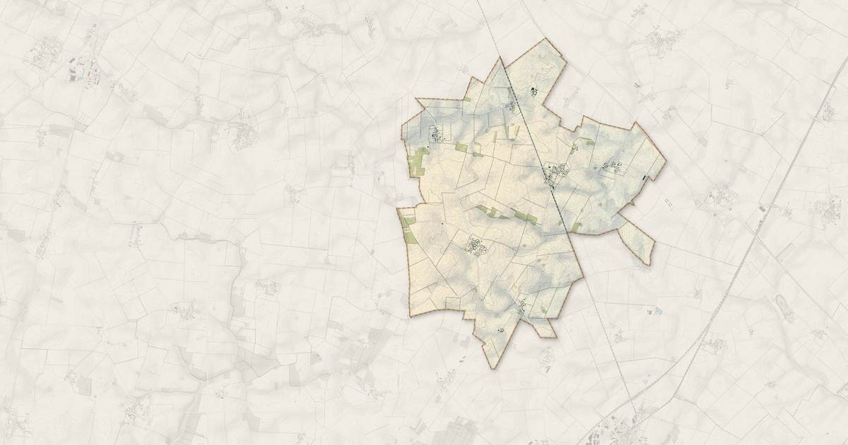 Portrait cartographique de Theuville : relief, eau, forêts, bâti et voies, calculés à partir des données de l'IGN