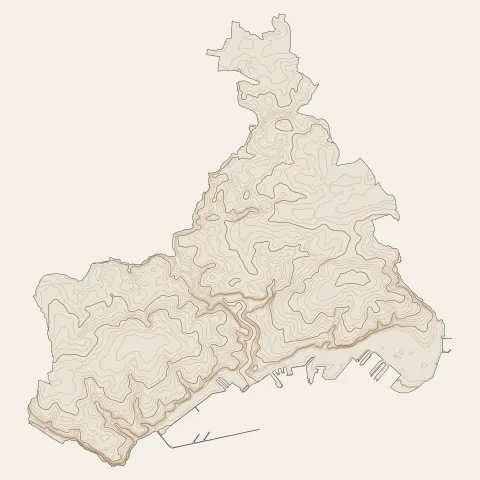 Brest : courbes de niveau