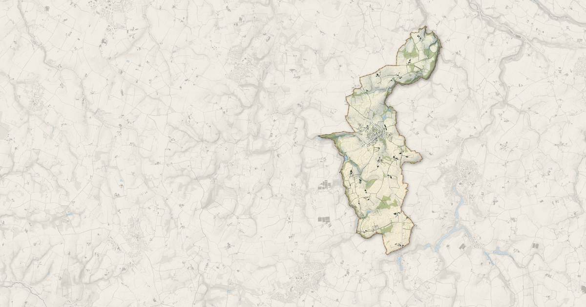 Portrait cartographique de Coat-Méal : relief, eau, forêts, bâti et voies, calculés à partir des données de l'IGN