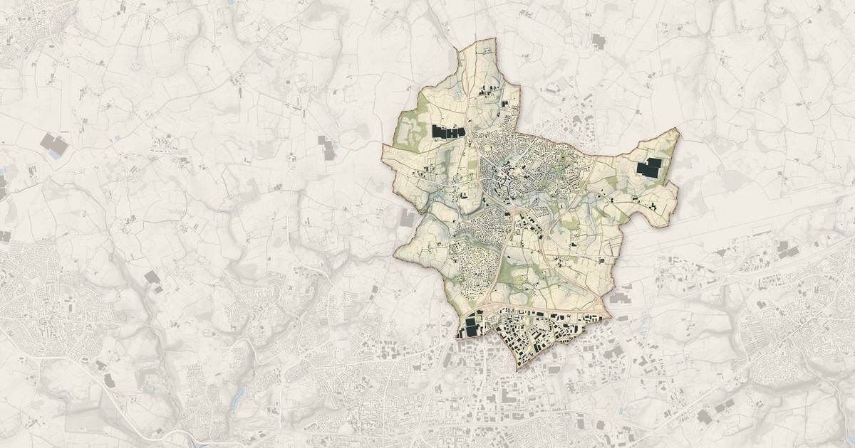 Portrait cartographique de Gouesnou : relief, eau, forêts, bâti et voies, calculés à partir des données de l'IGN