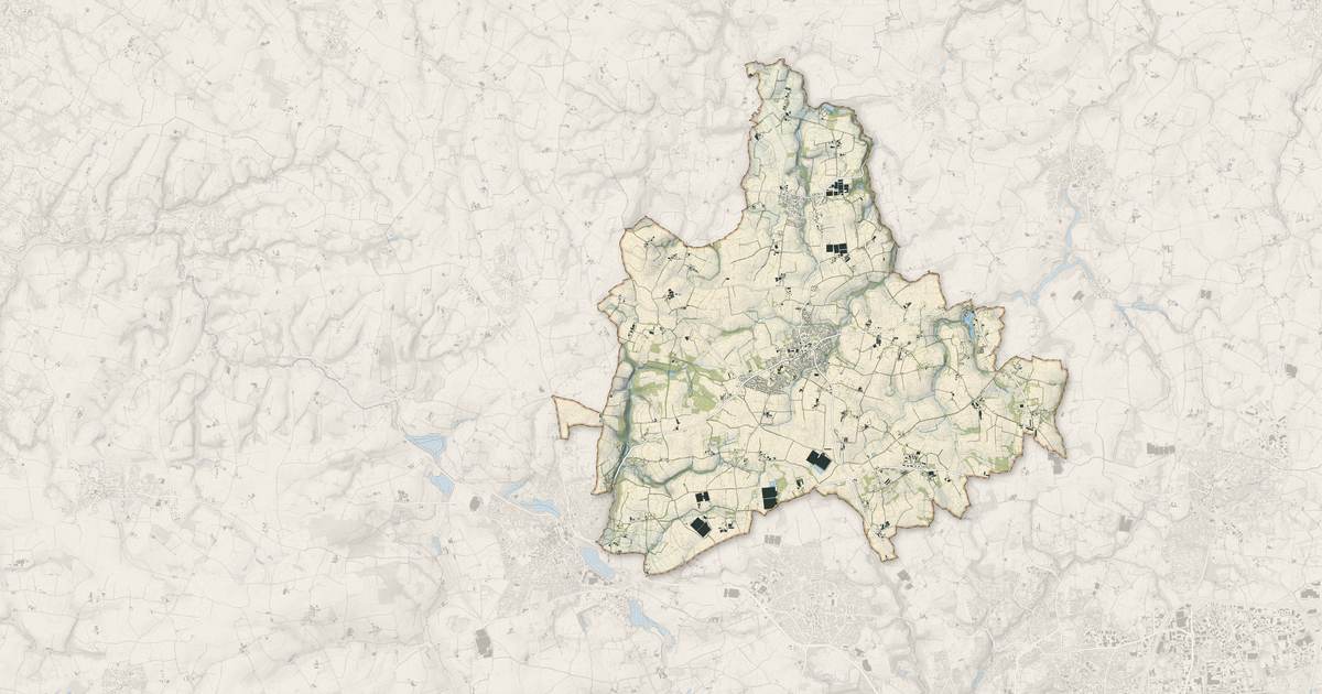 Portrait cartographique de Milizac-Guipronvel : relief, eau, forêts, bâti et voies, calculés à partir des données de l'IGN