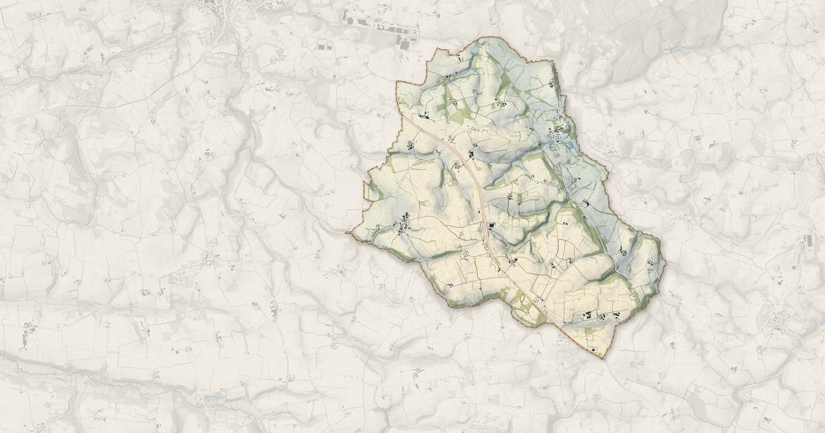 Portrait cartographique de Le Juch : relief, eau, forêts, bâti et voies, calculés à partir des données de l'IGN