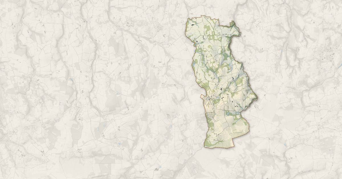 Portrait cartographique de Lannéanou : relief, eau, forêts, bâti et voies, calculés à partir des données de l'IGN