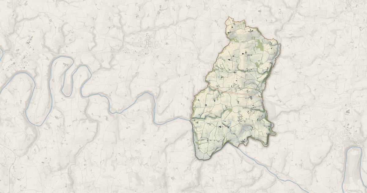 Portrait cartographique de Lennon : relief, eau, forêts, bâti et voies, calculés à partir des données de l'IGN