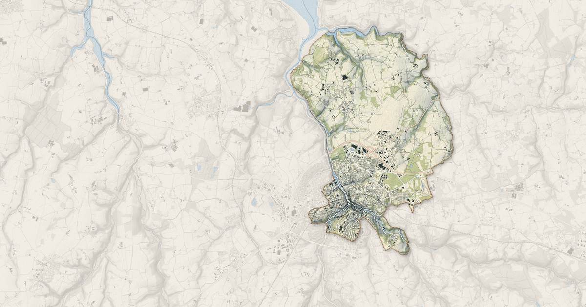 Portrait cartographique de Morlaix : relief, eau, forêts, bâti et voies, calculés à partir des données de l'IGN
