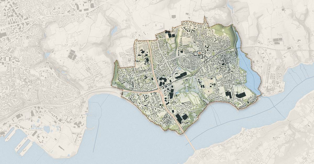 Portrait cartographique de Le Relecq-Kerhuon : relief, eau, forêts, bâti et voies, calculés à partir des données de l'IGN