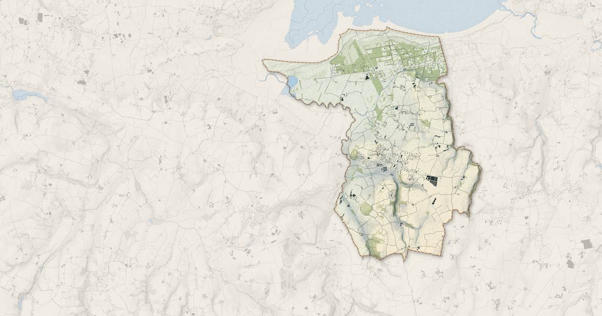 Portrait cartographique de Tréflez : relief, eau, forêts, bâti et voies, calculés à partir des données de l'IGN
