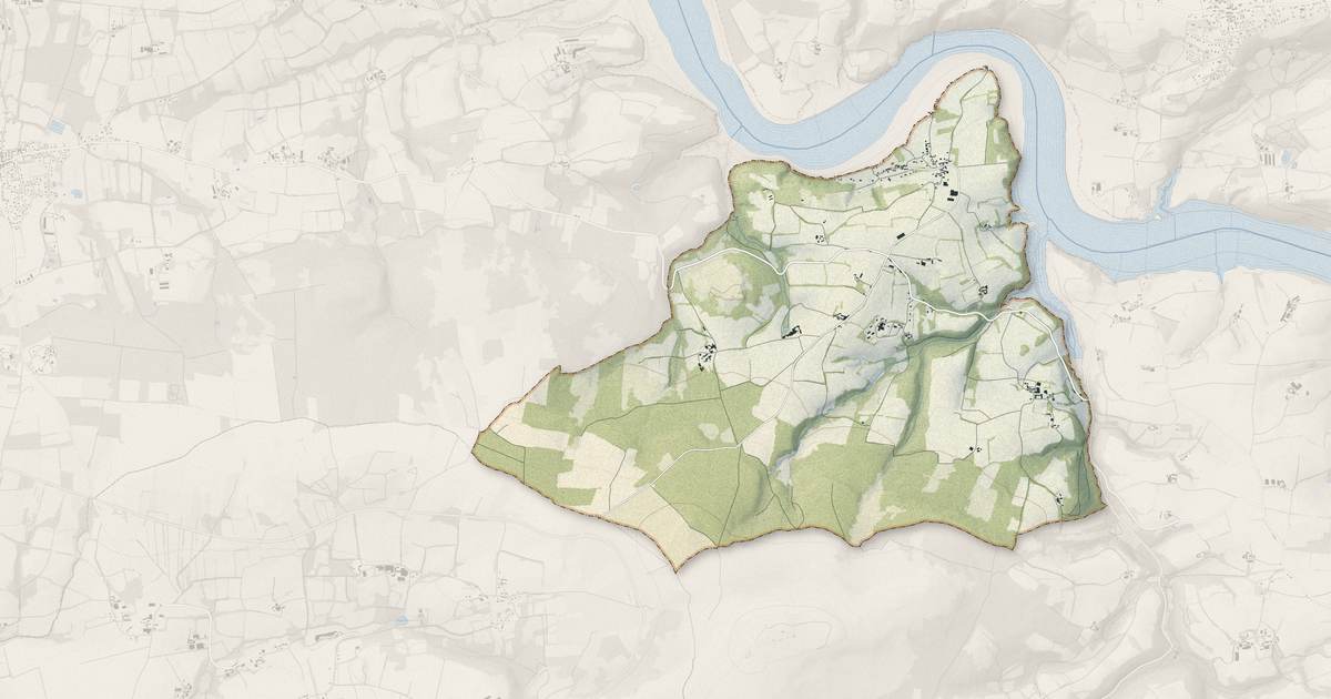 Portrait cartographique de Trégarvan : relief, eau, forêts, bâti et voies, calculés à partir des données de l'IGN