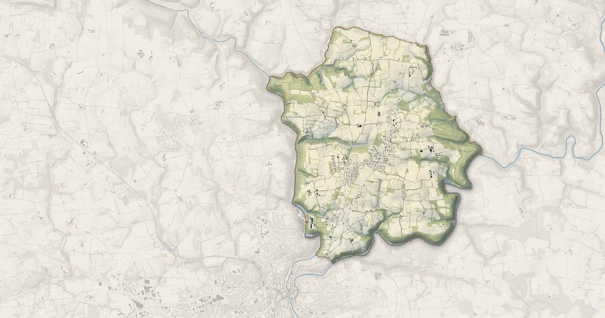 Portrait cartographique de Tréméven : relief, eau, forêts, bâti et voies, calculés à partir des données de l'IGN