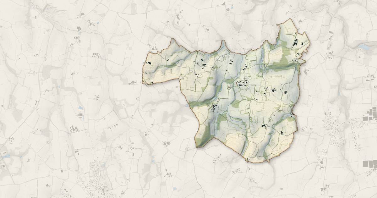 Portrait cartographique de Tréouergat : relief, eau, forêts, bâti et voies, calculés à partir des données de l'IGN