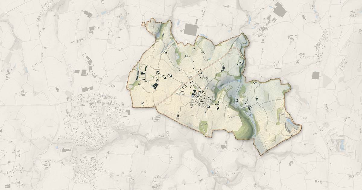 Portrait cartographique de Trézilidé : relief, eau, forêts, bâti et voies, calculés à partir des données de l'IGN