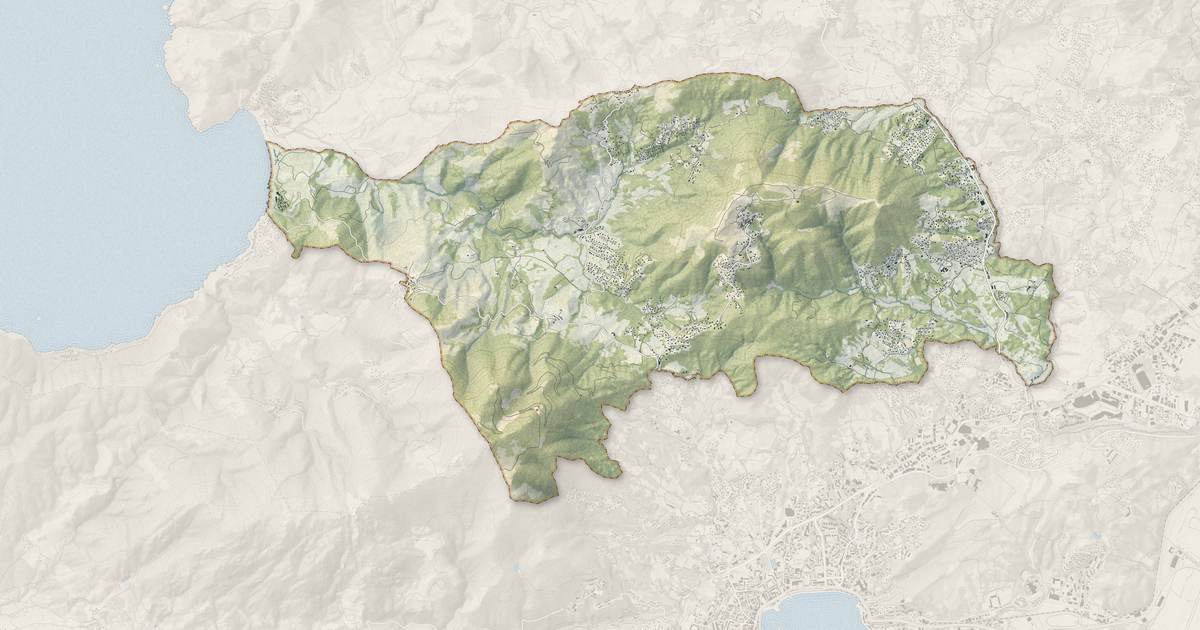Portrait cartographique de Alata : relief, eau, forêts, bâti et voies, calculés à partir des données de l'IGN
