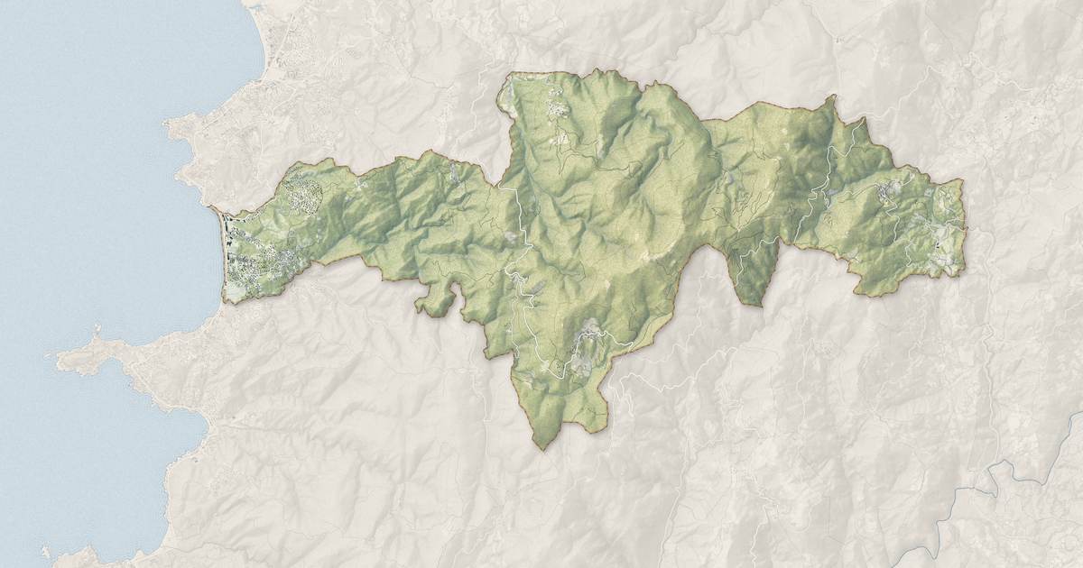 Portrait cartographique de Albitreccia : relief, eau, forêts, bâti et voies, calculés à partir des données de l'IGN