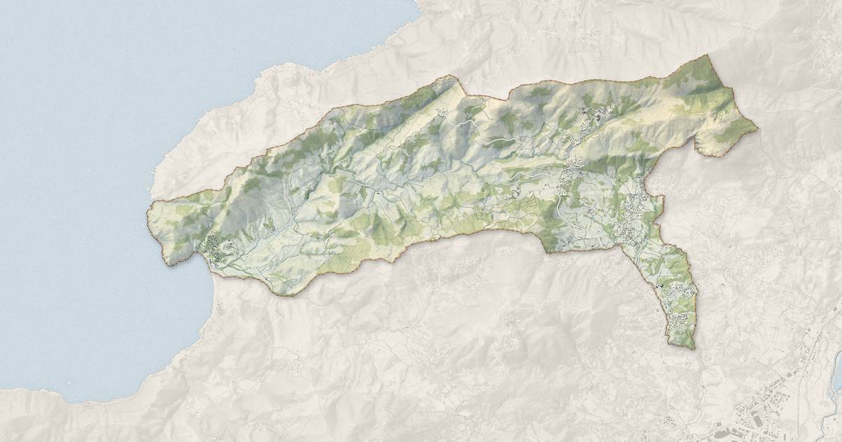 Portrait cartographique de Appietto : relief, eau, forêts, bâti et voies, calculés à partir des données de l'IGN