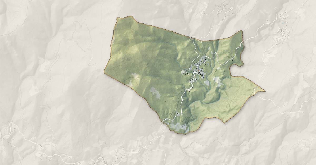 Portrait cartographique de Campo : relief, eau, forêts, bâti et voies, calculés à partir des données de l'IGN
