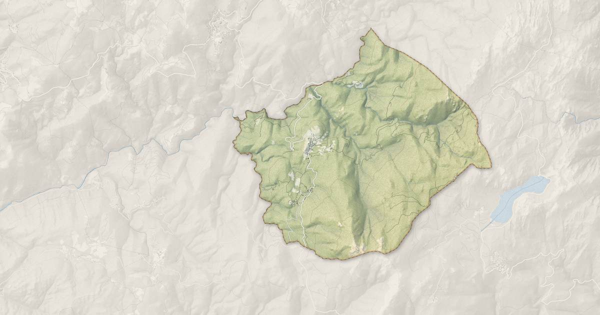 Portrait cartographique de Carbini : relief, eau, forêts, bâti et voies, calculés à partir des données de l'IGN