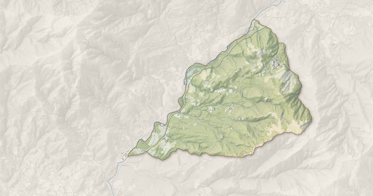 Portrait cartographique de Carbuccia : relief, eau, forêts, bâti et voies, calculés à partir des données de l'IGN