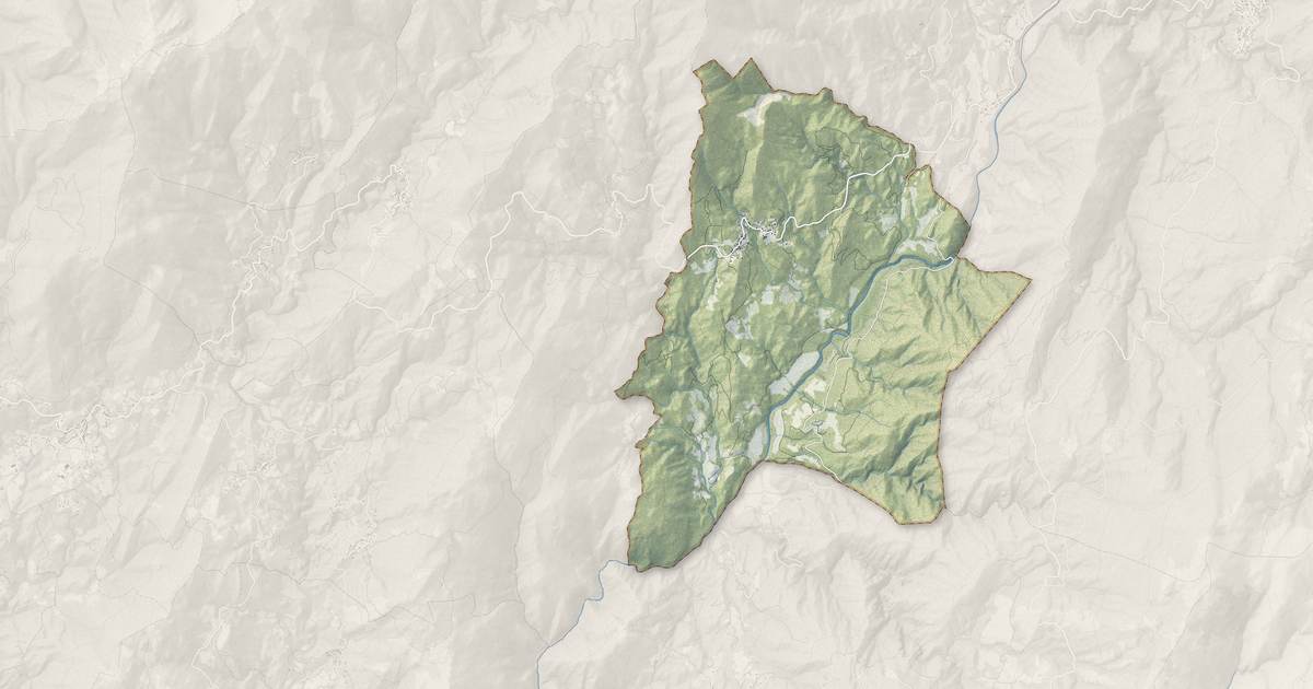 Portrait cartographique de Corrano : relief, eau, forêts, bâti et voies, calculés à partir des données de l'IGN