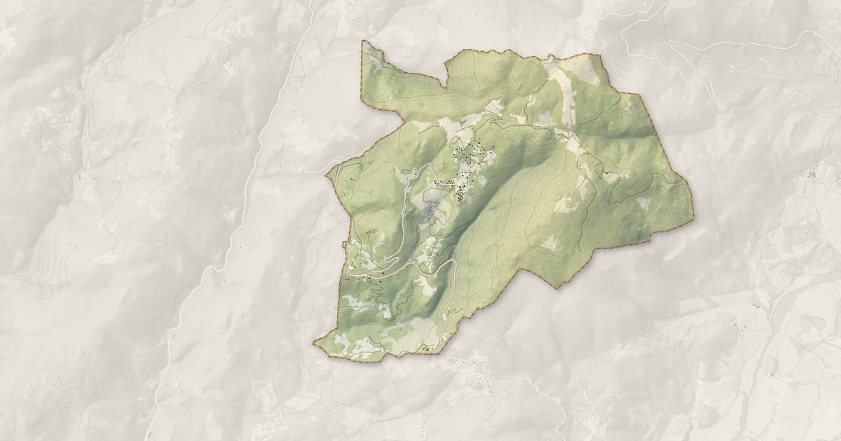 Portrait cartographique de Giuncheto : relief, eau, forêts, bâti et voies, calculés à partir des données de l'IGN