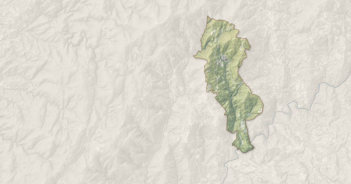 Portrait cartographique de Guargualé : relief, eau, forêts, bâti et voies, calculés à partir des données de l'IGN