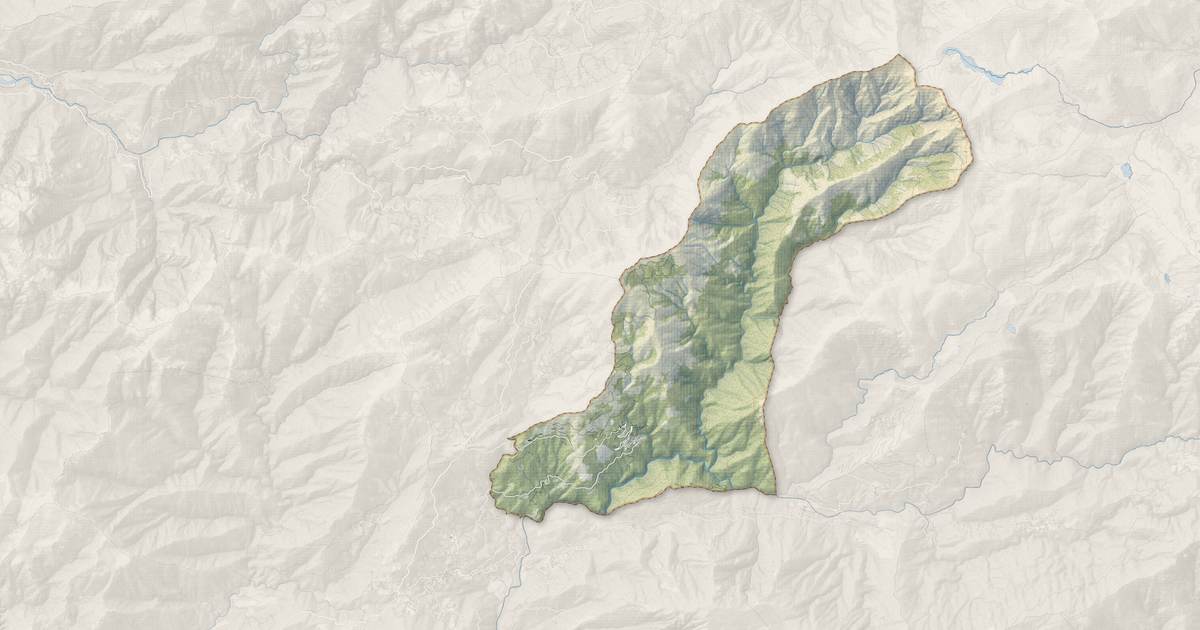 Portrait cartographique de Letia : relief, eau, forêts, bâti et voies, calculés à partir des données de l'IGN