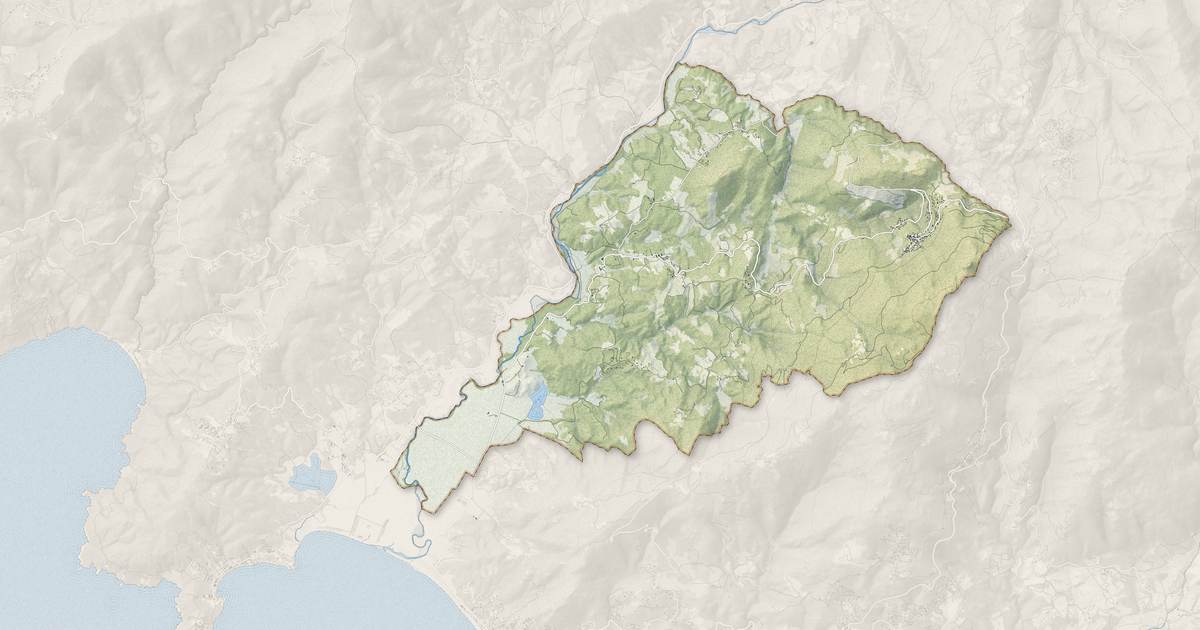 Portrait cartographique de Sollacaro : relief, eau, forêts, bâti et voies, calculés à partir des données de l'IGN