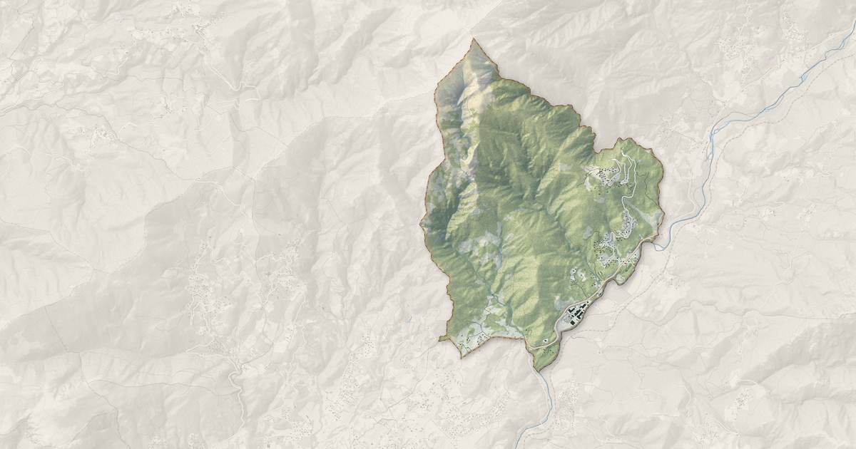 Portrait cartographique de Tavaco : relief, eau, forêts, bâti et voies, calculés à partir des données de l'IGN