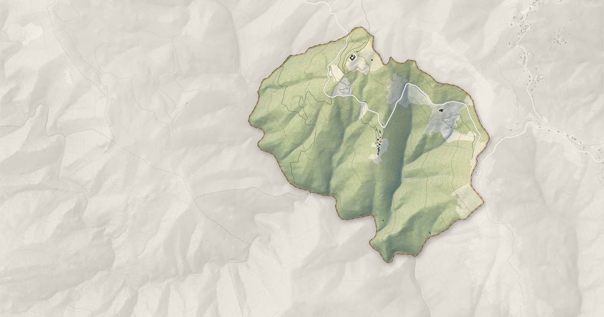 Portrait cartographique de Ampriani : relief, eau, forêts, bâti et voies, calculés à partir des données de l'IGN