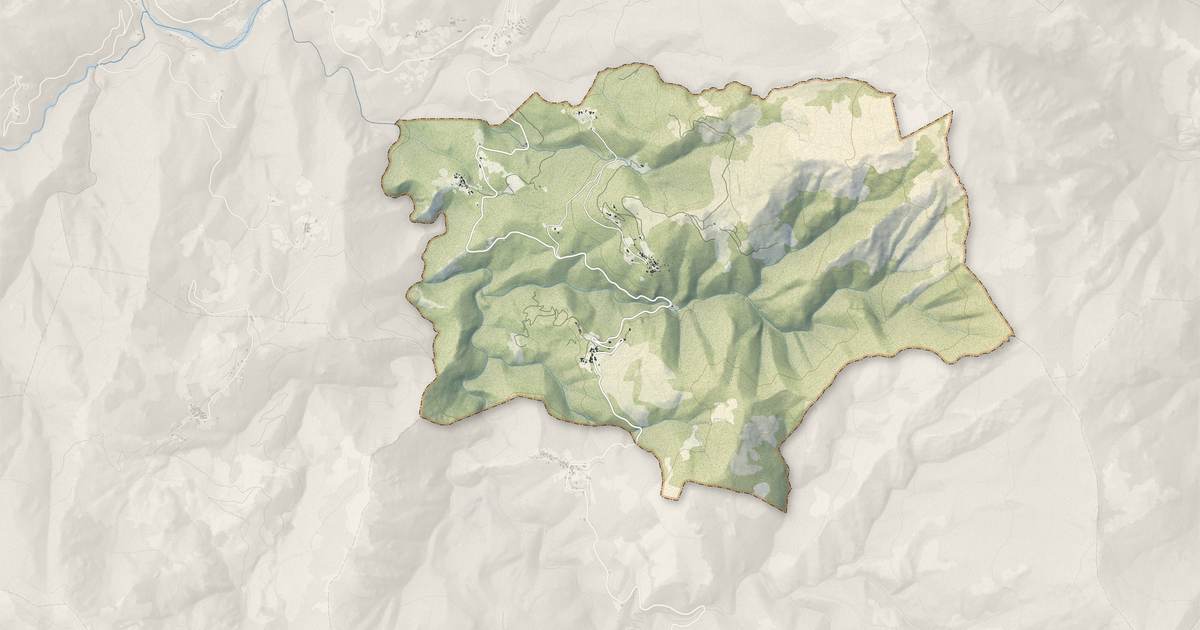 Portrait cartographique de Cambia : relief, eau, forêts, bâti et voies, calculés à partir des données de l'IGN