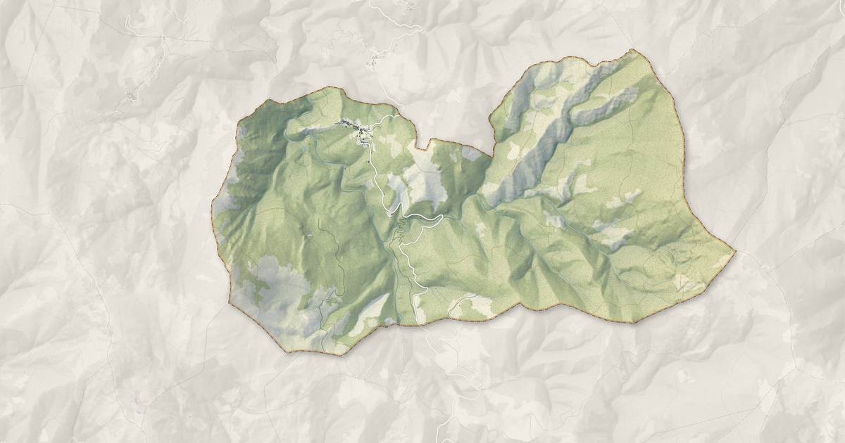 Portrait cartographique de Carticasi : relief, eau, forêts, bâti et voies, calculés à partir des données de l'IGN