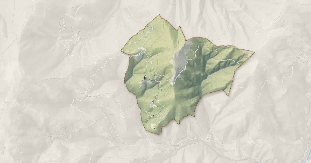 Portrait cartographique de Casabianca : relief, eau, forêts, bâti et voies, calculés à partir des données de l'IGN