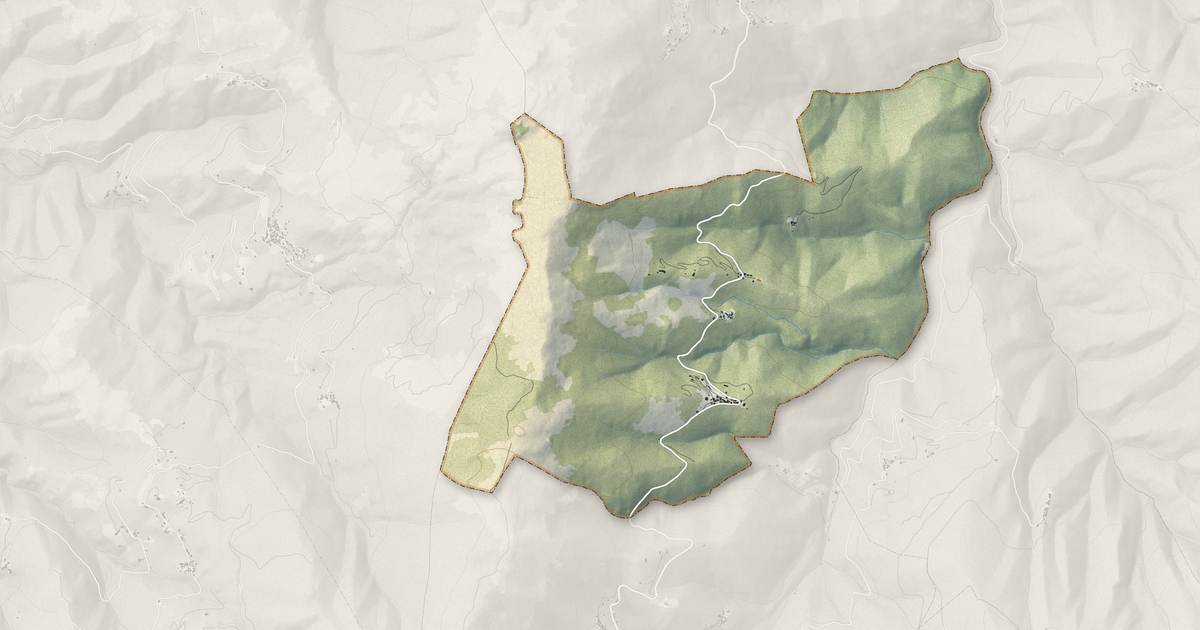 Portrait cartographique de Crocicchia : relief, eau, forêts, bâti et voies, calculés à partir des données de l'IGN