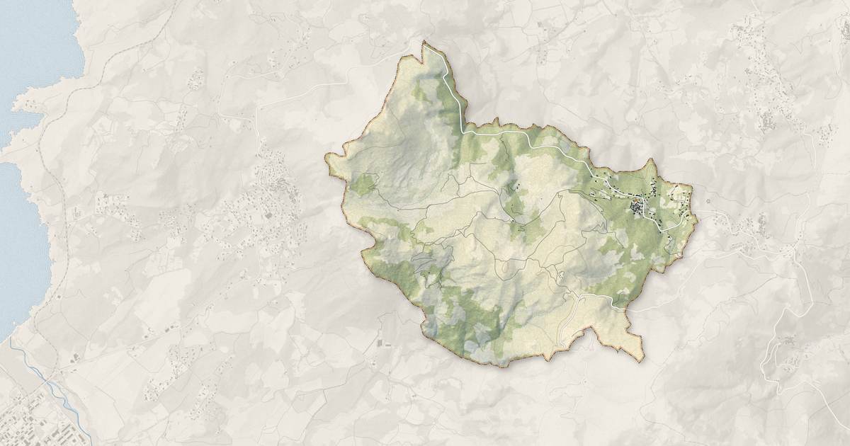 Portrait cartographique de Lavatoggio : relief, eau, forêts, bâti et voies, calculés à partir des données de l'IGN