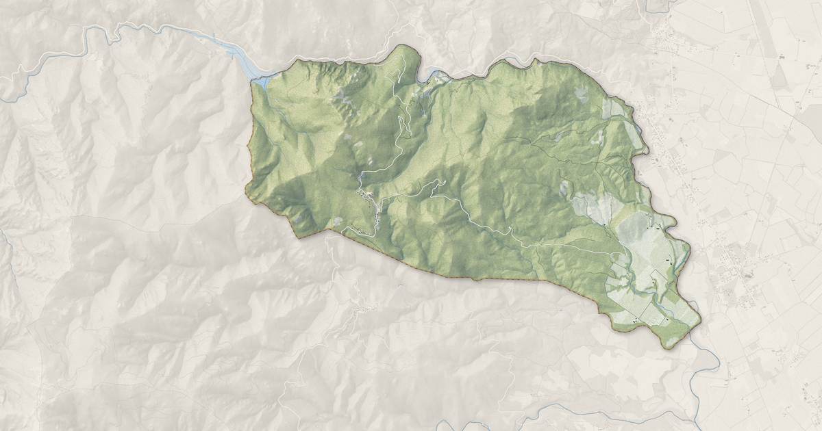 Portrait cartographique de Lugo-di-Nazza : relief, eau, forêts, bâti et voies, calculés à partir des données de l'IGN