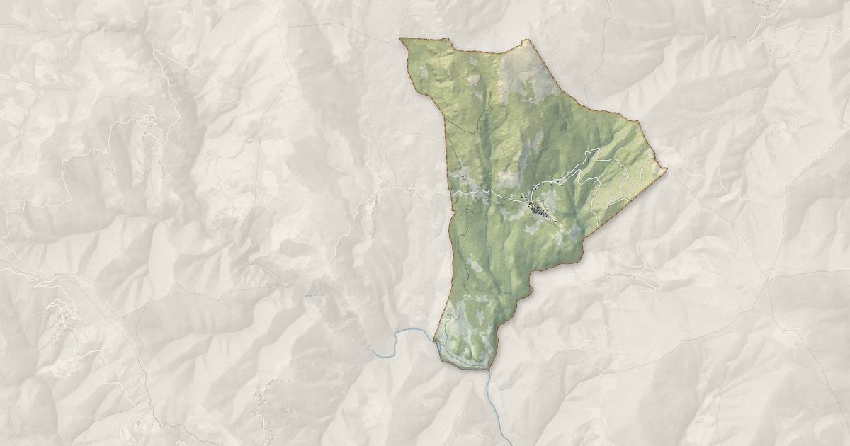 Portrait cartographique de Moïta : relief, eau, forêts, bâti et voies, calculés à partir des données de l'IGN