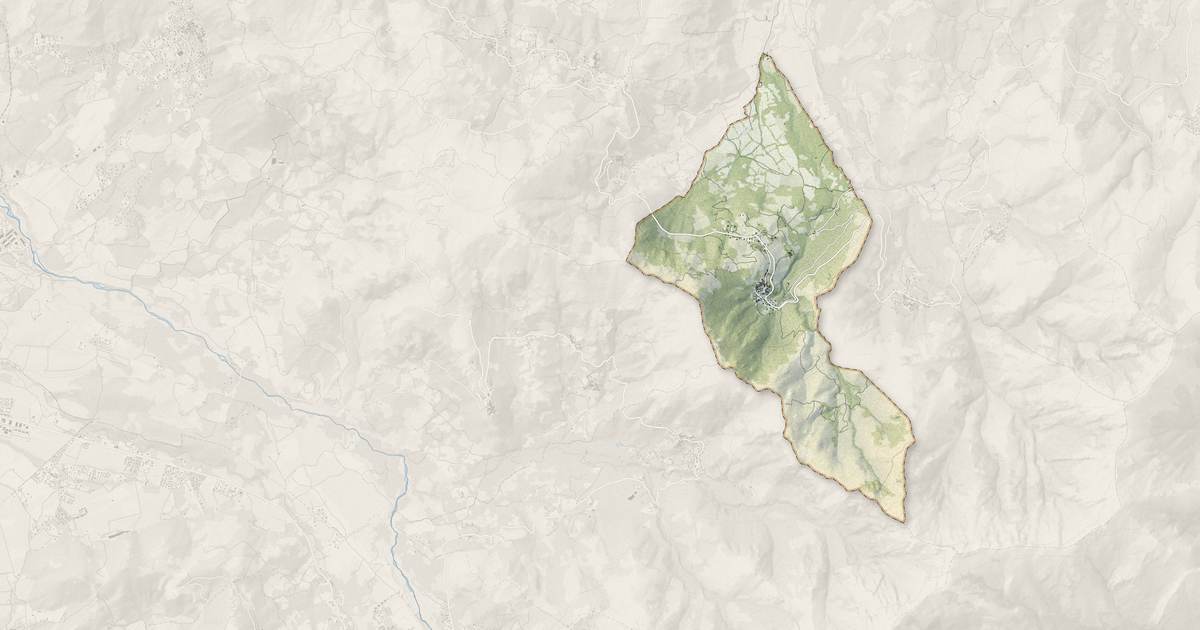 Portrait cartographique de Muro : relief, eau, forêts, bâti et voies, calculés à partir des données de l'IGN