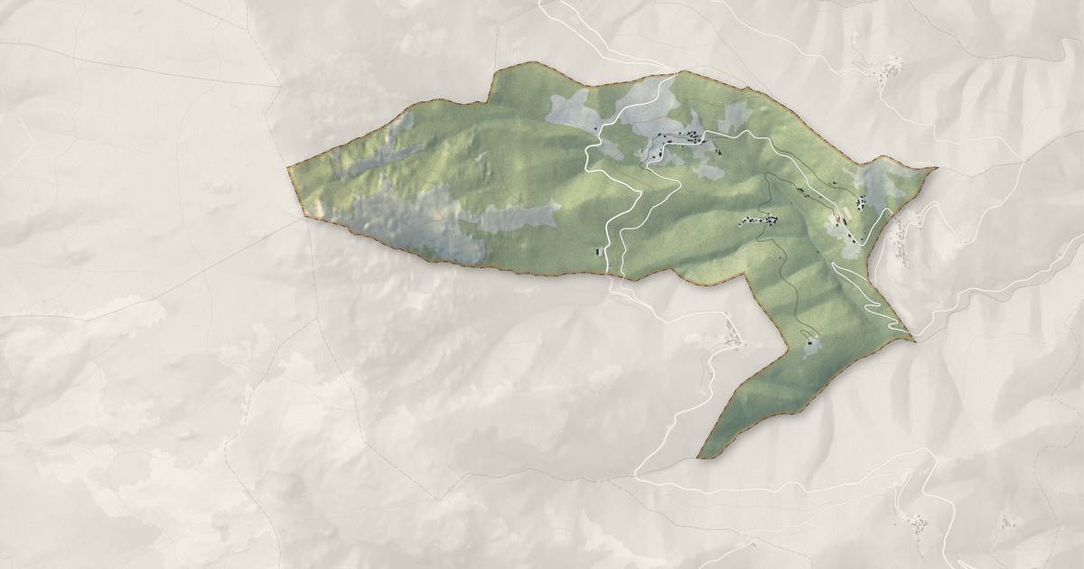 Portrait cartographique de Nocario : relief, eau, forêts, bâti et voies, calculés à partir des données de l'IGN