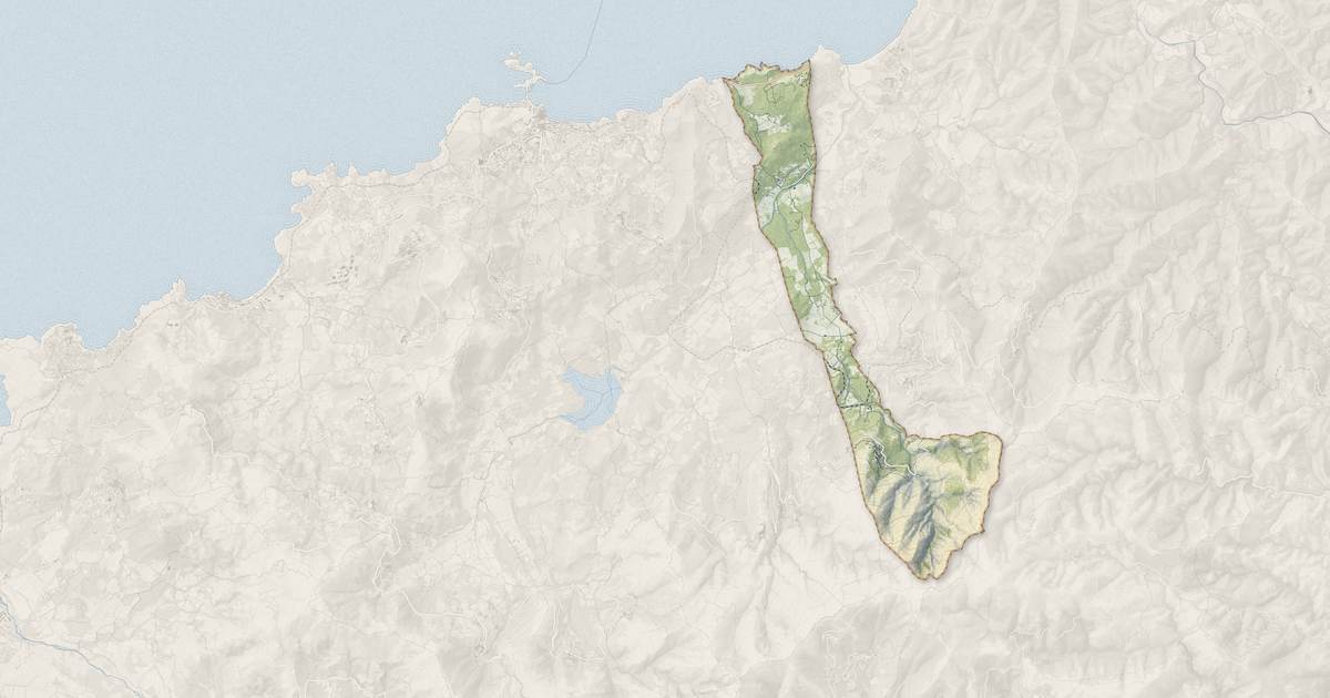 Portrait cartographique de Occhiatana : relief, eau, forêts, bâti et voies, calculés à partir des données de l'IGN