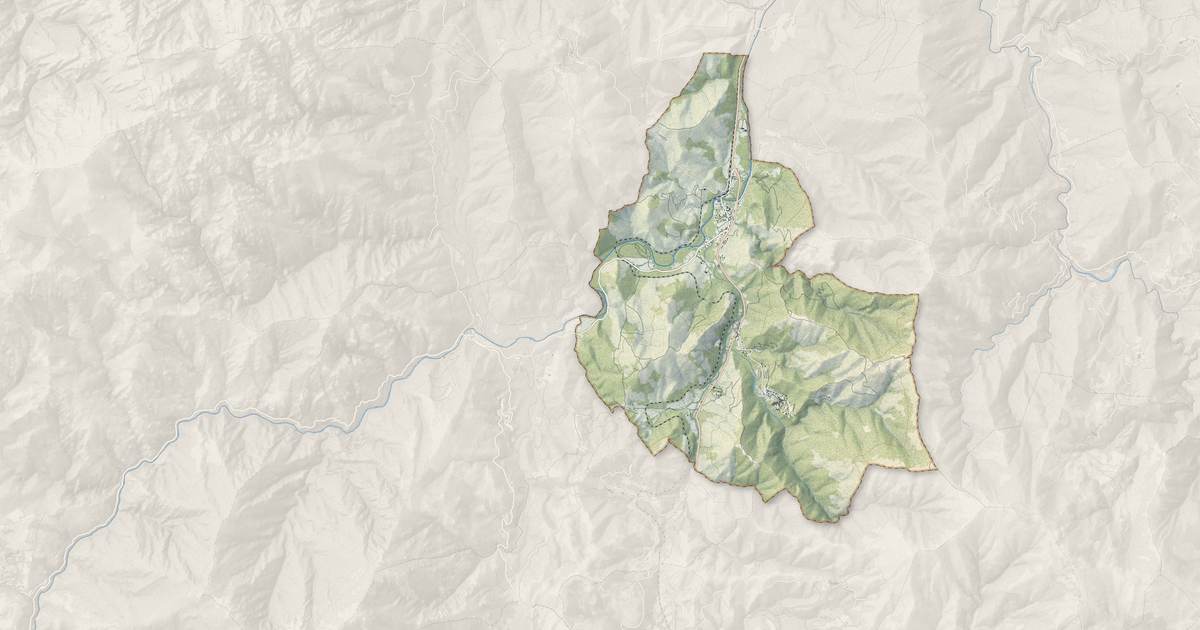 Portrait cartographique de Omessa : relief, eau, forêts, bâti et voies, calculés à partir des données de l'IGN
