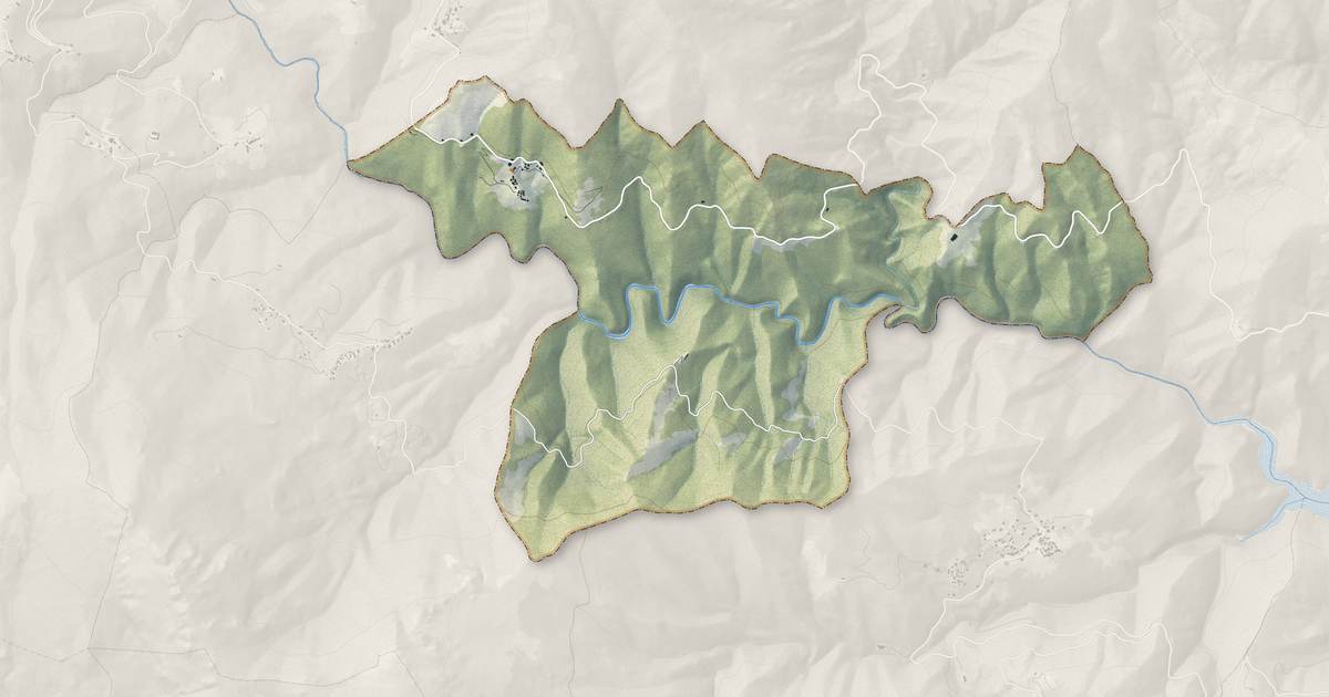 Portrait cartographique de Ortale : relief, eau, forêts, bâti et voies, calculés à partir des données de l'IGN