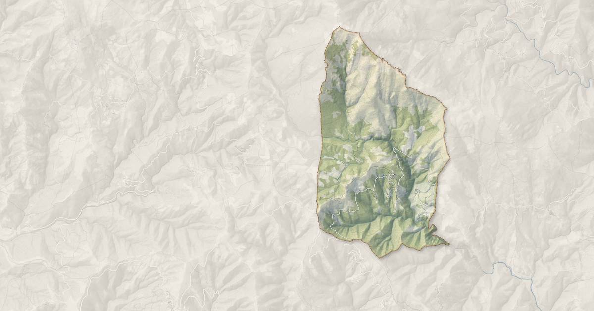 Portrait cartographique de Pianello : relief, eau, forêts, bâti et voies, calculés à partir des données de l'IGN
