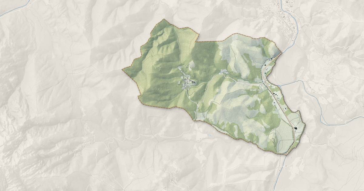 Portrait cartographique de Piedigriggio : relief, eau, forêts, bâti et voies, calculés à partir des données de l'IGN