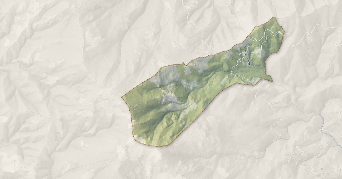Portrait cartographique de Piobetta : relief, eau, forêts, bâti et voies, calculés à partir des données de l'IGN