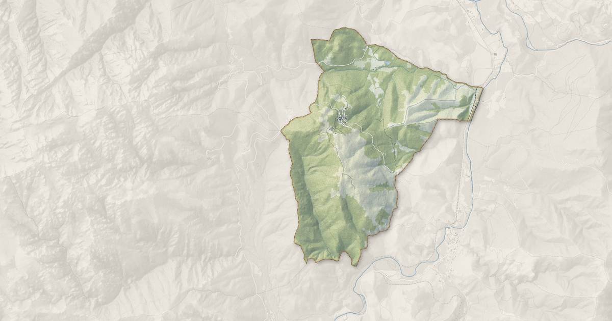 Portrait cartographique de Prato-di-Giovellina : relief, eau, forêts, bâti et voies, calculés à partir des données de l'IGN