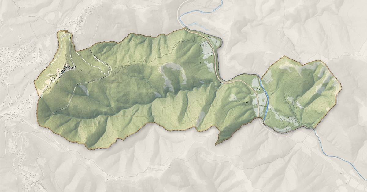 Portrait cartographique de Riventosa : relief, eau, forêts, bâti et voies, calculés à partir des données de l'IGN