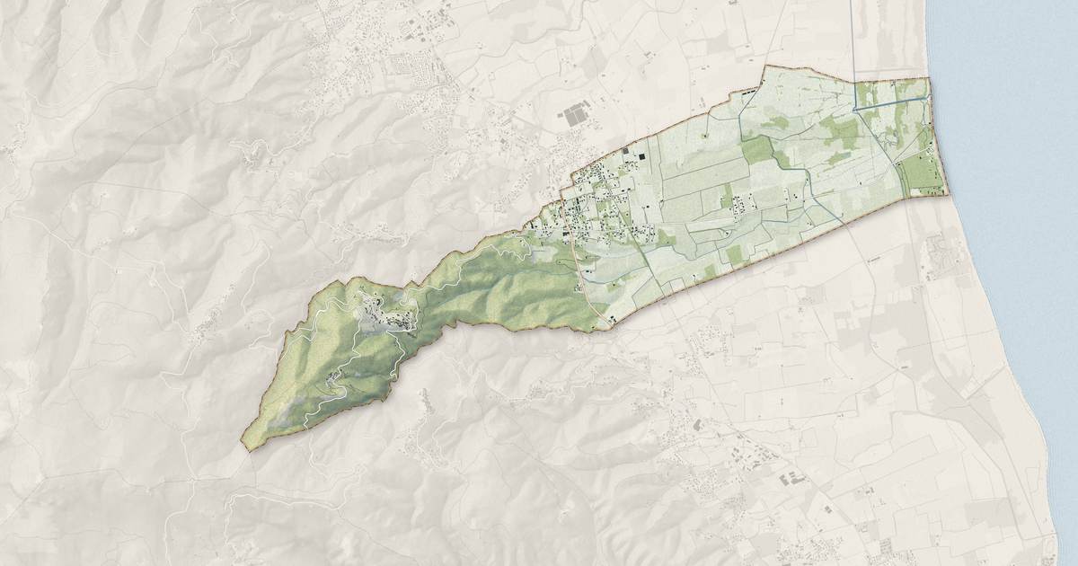 Portrait cartographique de Sorbo-Ocagnano : relief, eau, forêts, bâti et voies, calculés à partir des données de l'IGN